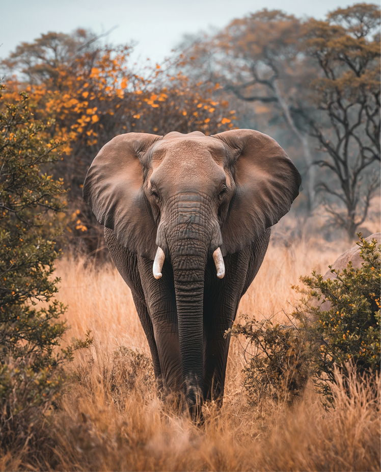 Elephant walking through a wildlife sanctuary