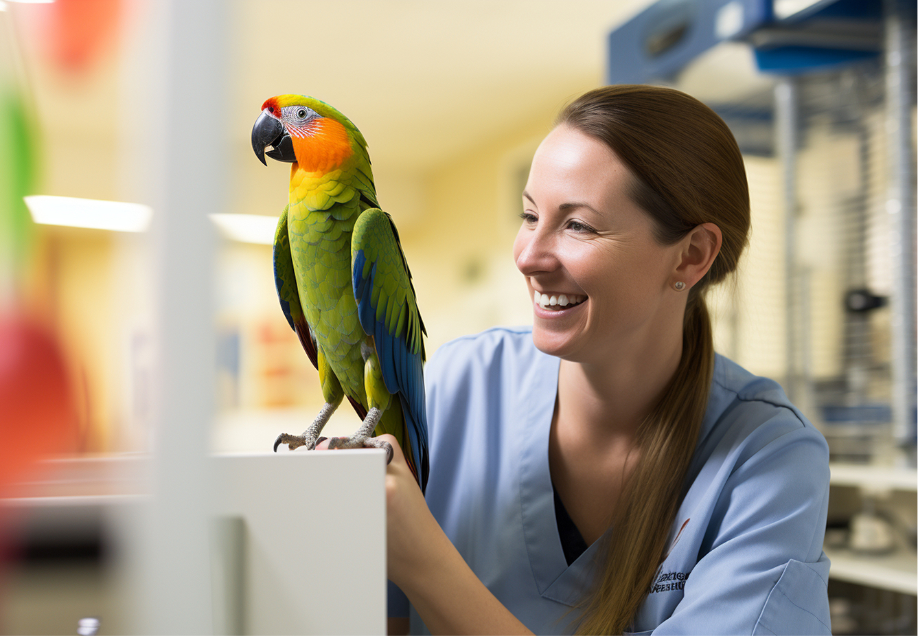 Veterinary specialist caring for a rescued bird