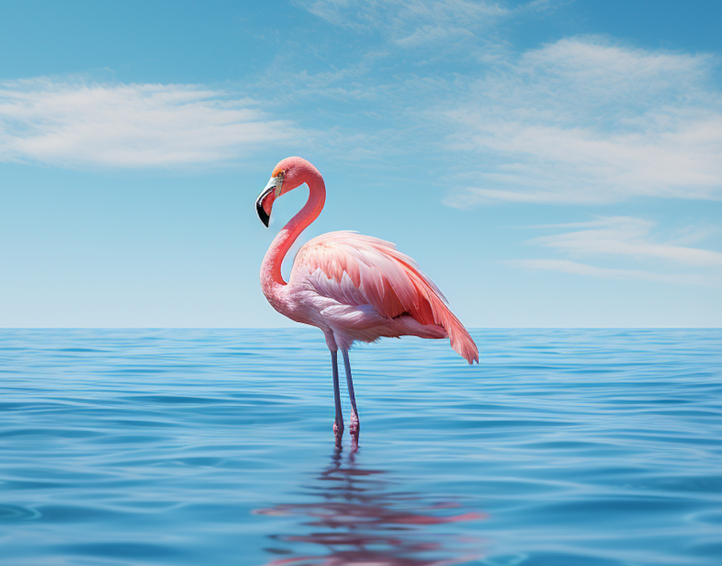 Flamingo standing in sanctuary waters